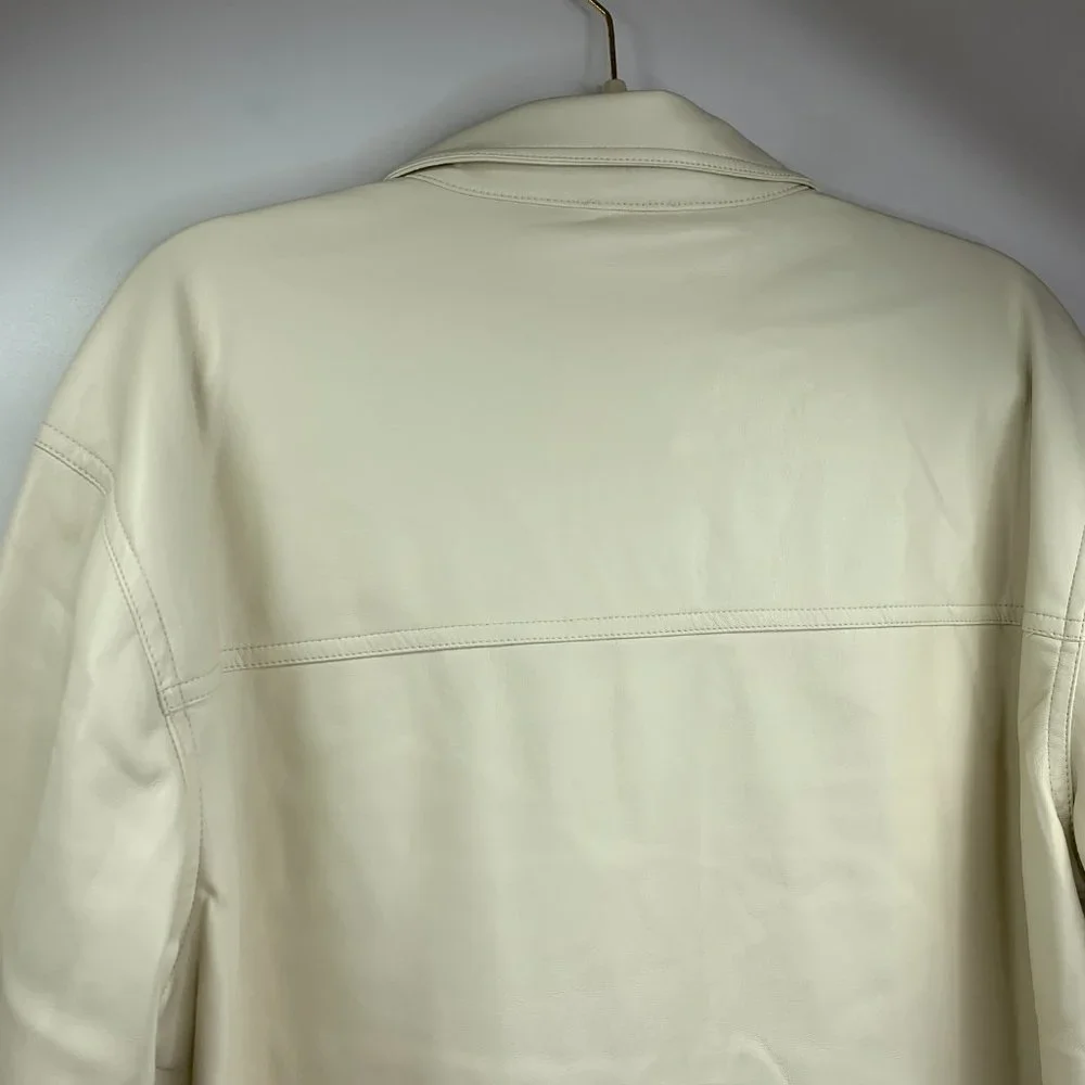 Good American Better Than Leather Faux Leather Shacket Bone Size 3/4=L/XL NWT - Picture 10 of 16
